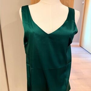 Emerald Green Satin Sleeveless Top